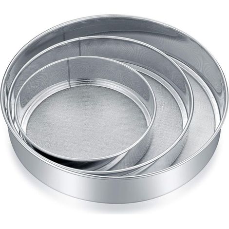 Edelstahl-mehlsieb, Puderzuckersieb, Mehlsieb, Küchensieb Mit Feinem Maschenwerk, Mehlstreuer Für Backen Und Kochen - 3 Stück, 3 Größen
