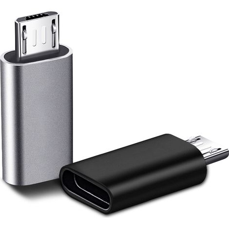 2 Stück Usb-c-adapter, Micro-usb-auf-usb-c-adapter, Usb-c-buchse-auf-micro-usb-stecker-adapter, Typ-c-adapter Für Pc, Galaxy, Mate Usw. (schwarz, Ein Stück In Silber)
