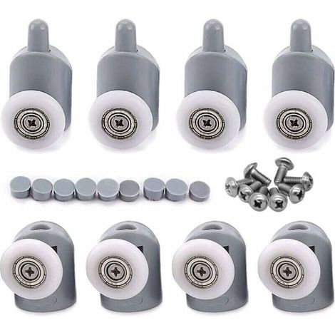 Satz Mit 8 Verstellbaren Rollen Für Duschtüren, 25 Mm – Federmechanismus Für Sanften Lauf – Kompatibel Mit Glas Von 4 Bis 6 Mm