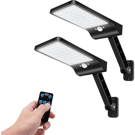 Outdoor-solarleuchte, 56 Leds Solarleuchte Mit Bewegungssensor, 3 Einstellbare Modi, Ip65 Wasserdicht, Leistungsstark Mit Fernbedienung (schwarz), Solar-außenbeleuchtung-beleuchtung