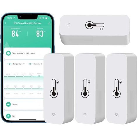 4er-pack Wifi-hygrometer Für Haus, Innen- Und Außenbereich - Kabelloser Temperatur- Und Feuchtigkeitssensor Mit App-benachrichtigung Aus Der Ferne, Kompatibel Mit Der Tuya-app