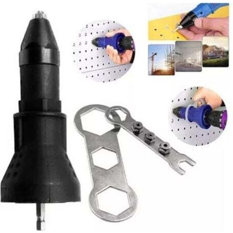 Adapter Für Elektrische Nietbohrmaschine, Einfache Anwendung, Hohe Effizienz, 3-backen-spannfutter, Kohlenstoffstahl, Kunststoffgehäuse, Leicht, Kompaktes Design (schwarz)