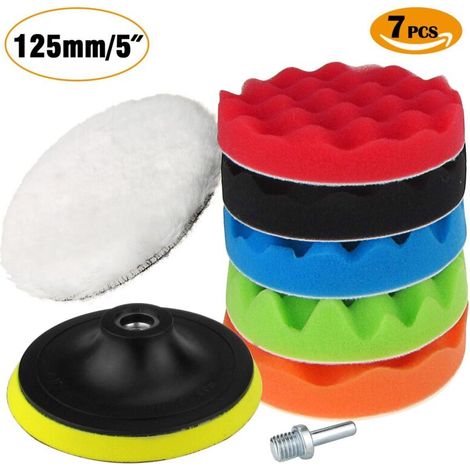 Enowelir 125 Mm/5 Zoll Polierschwamm, Autopolier-schwamm Aus Schaumstoff Und Wolle, Polier- Und Wachskits Mit M10 Bohrmaschinenadapter
