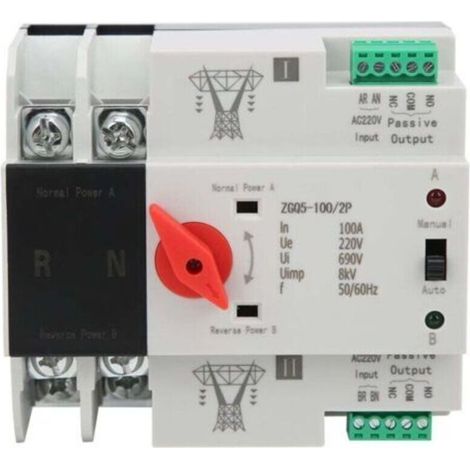 Automatischer Quellenumschalter, Unterbrechungsfreier Automatischer Transfer-schalter Für Doppelstromversorgung, 2-wege Zgq5-100/2p 220v, Din-schienenmontage