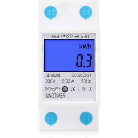 Stromzähler, Energiezähler 230v 5(32)a 2-leiter 2p Lcd-digitalanzeige Mit Din-schiene Einphasig Elektronisch Kwh