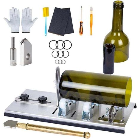 Glasflaschenschneider, Einstellbarer Flaschenschneider-kit Für Glasflaschen, Edelstahl-schneidemaschinen-set Für Wein-, Bier-, Spirituosen-, Whisky- Und Champagnerflaschen, Runde Flaschen