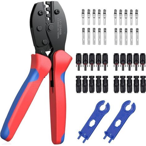 Solar-crimpzange-kit Für Kabel, Solar-crimpwerkzeug Für Kabel, 2,5/4,0/6,0 Mm² + 20 Stück Mc4-steckverbinder (männlich/weiblich) Für Solarkabel + 1 Paar Mc4-solarsteckverbinder
