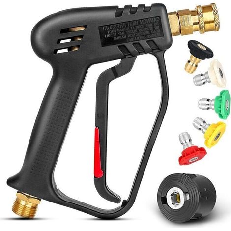 Hochdruckreiniger-pistole 4000 Psi Mit 5 Austauschbaren Sprühdüsen, Waschpistole Mit 1/4"-schnellanschluss Und M22-kupplung