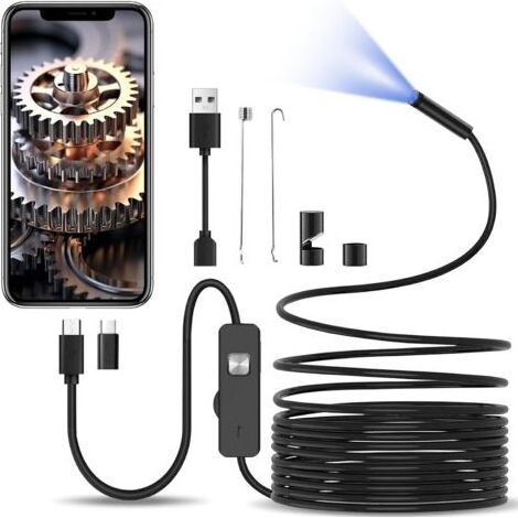 10 M Inspektionskamera – 8,0 Mm Wasserdichte Sonde Ip67 – 6 Einstellbare Led-leuchten – Kompatibel Mit Android Und Windows