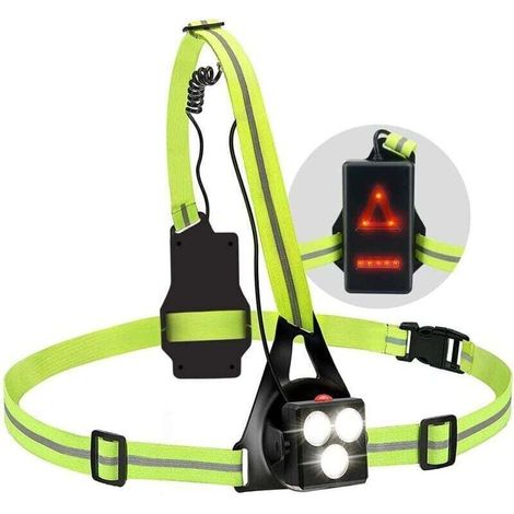 Led-lauflicht Mit Usb-aufladung Für Die Brust, 120° Verstellbar, 500 Lumen, Beleuchtung Für Laufen Mit Reflektierenden Bändern Für Joggen, Spazierengehen, Outdoor-sport [energieeffizienzklasse]