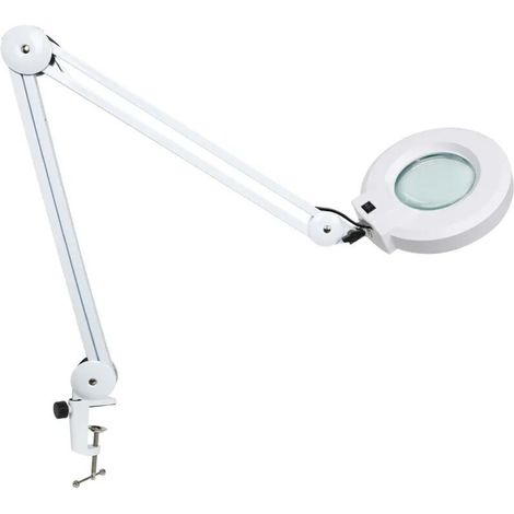 Loupe Led, Arbeitslampe Mit 105-mm-glaslinse, 5 Dioptrien, Metallklemme, Schwenkbarer Arm, Dimmbares Licht In 3 Farbmodi, 16 Watt