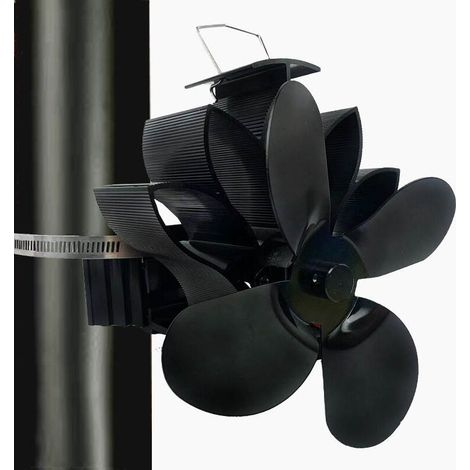 Kamin- Und Ofenzubehör, 4-flügeliger Kaminventilator Mit 2 Klammern, Holzabgasrohr, Thermische Leistung, Ökologischer Kamin, Holzofen