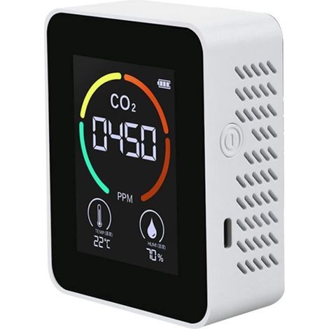 3-in-1 Co2-messgerät – Luftqualitätsmonitor – Kohlendioxid-detektor – Luftqualität, Temperatur Und Luftfeuchtigkeit – Für Zuhause, Büro, Gewächshaus, Lagerhalle – Weiß