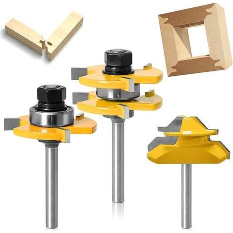 3-teiliges Fräser-set 1/4'' – Hartmetall – Für Hartholz Und Sperrholz – Zahnbreite 6,35 Mm – Schnitttiefe 12,7 Mm