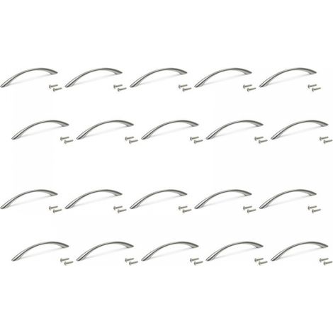 Set Aus 20 Möbelgriffen, L160mm, Lochabstand 128mm, Zamac, Satiniertes Nickel
