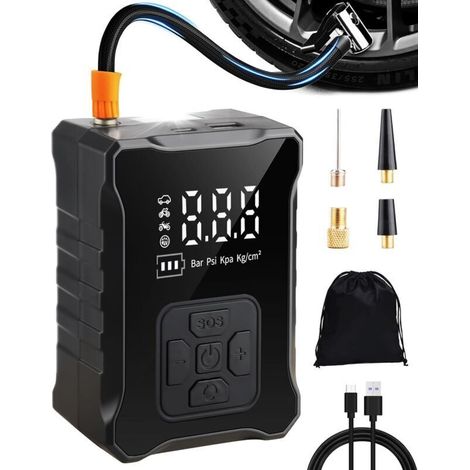 Mini-luftkompressor, Tragbarer Elektrischer Reifenfüller Für Fahrräder Mit Digitalem Lcd-bildschirm Und Licht Für Motorrad, Auto Und Fahrrad