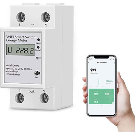 Einphasiger Digitaler Stromzähler Ac 63a 220v Wifi Einphasen-stromzähler Din-schienen-wattmeter Zur Messung Des Stromverbrauchs, Leistungsschalter, Geeignet Für Haus Und Wohnung
