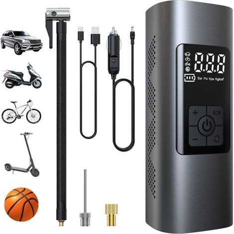 6000mah Mini Elektrische Luftpumpe, Tragbarer Luftkompressor, Kabelloser Reifenfüller 150psi Mit Digitalem Lcd-bildschirm, Elektrische Fahrradpumpe Mit Led-lampe Für Motorrad, Roller, Auto