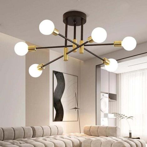 Industrielle Deckenleuchte, 6-flammiger Sputnik-kronleuchter Im Vintage-stil, Moderne Hängeleuchte Aus Metall Mit E27-fassung