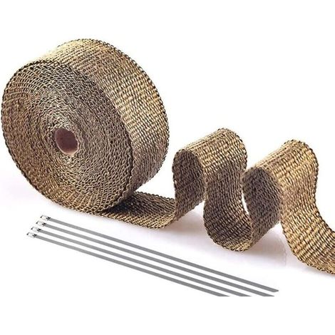 Titan-wärmeisolierband 15 M X 5 Cm, Wärmeisolierband Für Auspuff, Krümmer Und Auspufftopf, Schwarz Aus Edelstahl Mit Schlauchklemmen