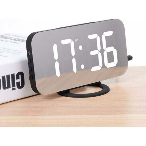 Digitaler Wecker, Led-spiegel-wecker, Digitale Uhr, Nachttischwecker, Nachtlicht, Einstellbare Helligkeit