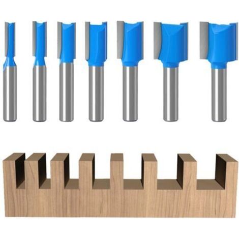 7-teiliges Holzfräser-set Mit 8 Mm Schaft, Gerade Fräser Für Oberfräsen, Doppelschneidige Nutenfräser, Kopierfräser, Für Die Holzbearbeitung (7)