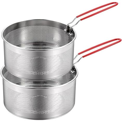 Los 2 Edelstahl-siebe, Nudelsieb, Abnehmbare Griffe, Frittierkorb, Abtropfsieb
