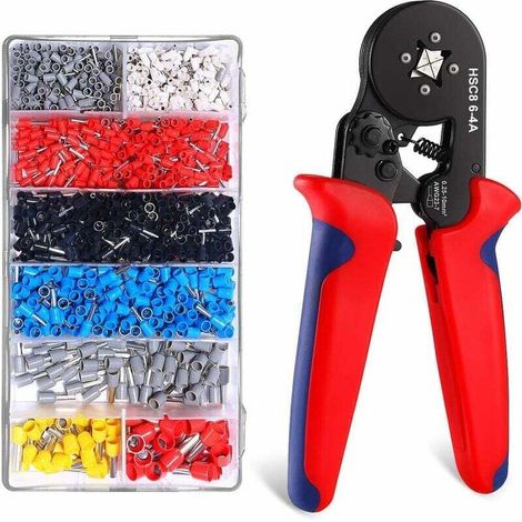 Vierseitige Aderendhülsenzange, 1200 Kabelschuhe, Crimpzange Für Kabelenden, Werkzeug 0,25–10 Mm², Für Professionelle Elektriker