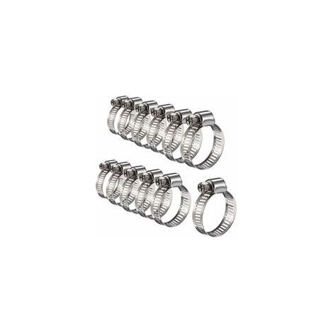 12 Stück Edelstahl-schlauchklemmen, Verstellbare Rohrschellen, Befestigungsklammern (16 - 25 Mm)