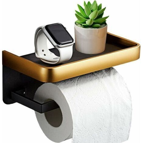 Toilettenpapierhalter, Klebender Toilettenpapierhalter Mit Ablage, 2 Montagemethoden (selbstklebend Oder Bohren)