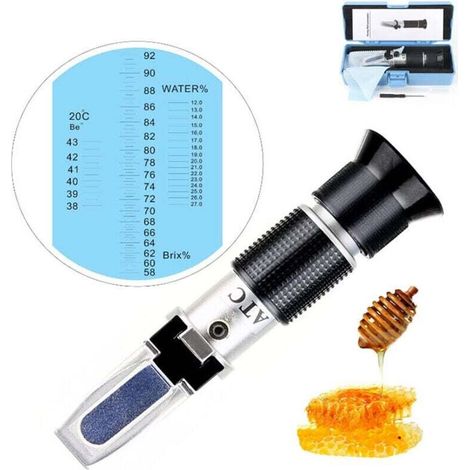 Hhtec Imker Refraktometer Für Honig 58-90% Brix, 10-33% Wassergehalt, Zur Bestimmung Des Zuckergehalts In Honig, Pflanzenöl, Sirup Und Melasse