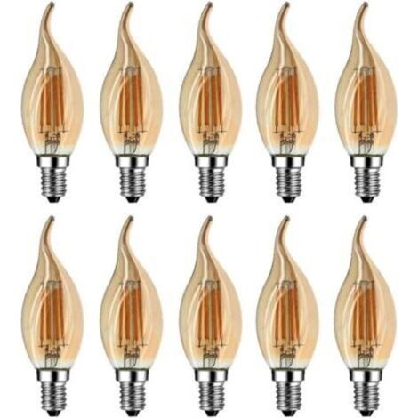 Led-flammen-glühbirne E14, 4w Entspricht 40w Halogen-/glühlampe, Warmweiß 2700k, Einbau-led-kerzenflamme, 360° Abstrahlwinkel, Cri80, Braunes Glas, 10er-pack [energieklasse A++]