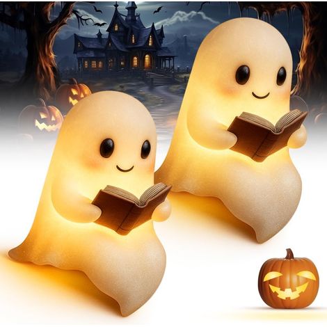 Halloween-dekoration Nachtlicht Für Kinder, 3d Halloween-dekoration Sitzender Geist, Kleines Led-nachtlicht (klein+groß)