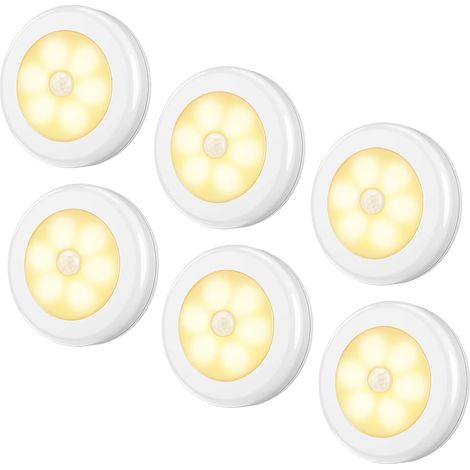 Verbesserte 3,15-zoll-led-nachtlichter Mit Bewegungsmelder, Batteriebetrieben Und Kabellos, Für Schrank Und Treppe (warmweiß - 6er-pack)