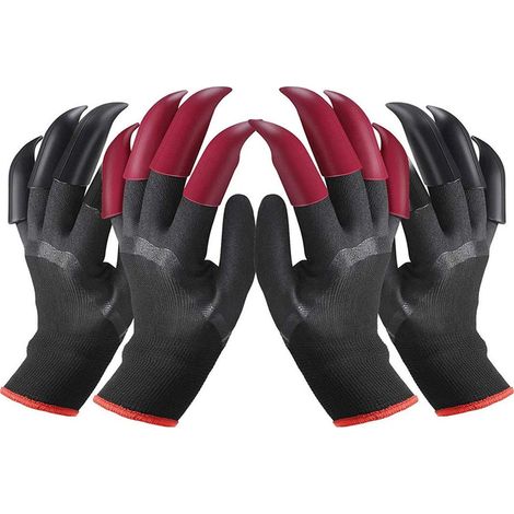 Wasserdichte Gartenhandschuhe – 2 Paar, Größe 26×11 Cm, Mit 8 Roten/schwarzen Krallen Pro Paar, Ideal Zum Graben Und Für Arbeiten Im Freien