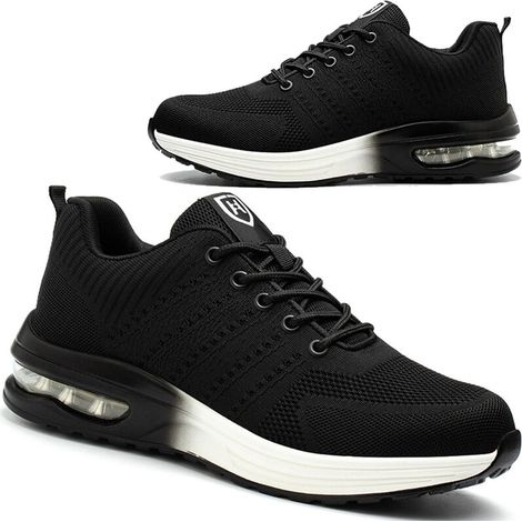 Sicherheitsschuhe Herren Damen Leichte Atmungsaktive Bequeme Sicherheits-basketballschuhe Mit Stahlkappe Schwarz-weiß Größe 42