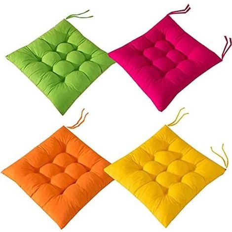 4er-set Stuhlkissen, 40 X 40 Cm, Einfarbig, Für Esszimmer, Garten, Innenbereich, Rosa, Grün, Gelb, Orange, Polyester.