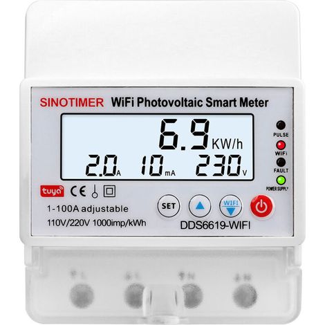 Intelligenter Wifi-tuya-leistungsschalter Mit Bidirektionalem Energiezähler, Fernbedienung, Überspannungs-/unterspannungsschutz, Timer, 1-100a 230v Einphasig Für Solaranlagen Und Zuhause - Trywise