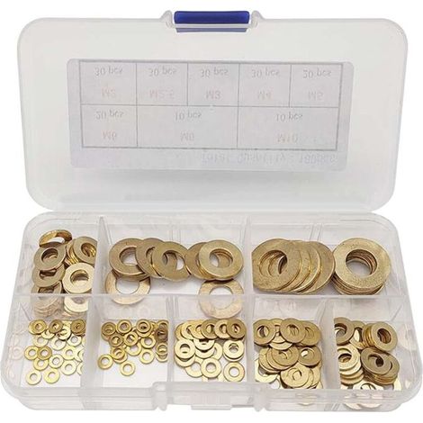 Kombiniertes Set Aus Messing-unterlegscheiben Mit Kunststoffbox, M2/m25/m3/m4/m5/m6/m8/m10 (180 Stück)