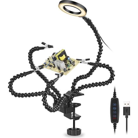 Helfen Sie Den Händen Beim Löten Der Pcb-kartenhalterung Mit Drei Armen, Fünf Flexiblen Armen Und Drei Einstellbaren Lichtstufen, Lupenlampe
