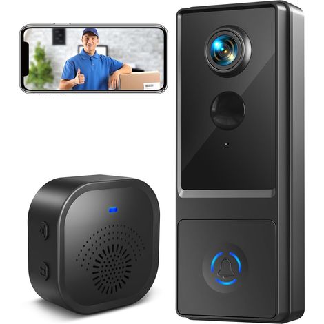 Kabellose Türklingel Mit Kamera, 1080p Hd Video-türsprechanlage Für Außen, Wasserdicht, 2,4g Wifi, Kabellose Türklingel Mit Gong, Pir-bewegungserkennung, Nachtsicht, Bidirektionales Audio, Alexa-kompa