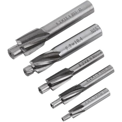 Senkfräser, 5-teiliges Set Aus Gestuften Senkfräsern Aus Schnellarbeitsstahl, Nutenfräser M3-m8, 4-schneidiger Bohrer Für Kupfer, Aluminium Und Stahl