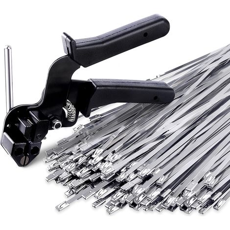 Werkzeugset Für Kabelbinder, 1 Kabelbinderpistole Und 100 Robuste Kabelbinder Für Auspuffrohre, Außenzäune