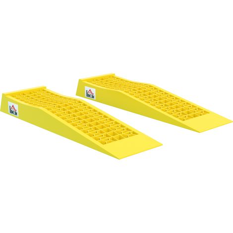 2er-set Auffahrrampen Für Pkw Und Nutzfahrzeuge, Laderampe, Maße 70 X 19,5 X 7,8 Cm, Pp, Gelb