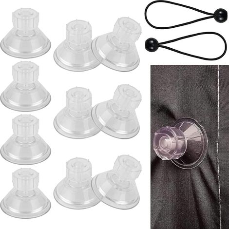 Uningyi 10-teiliges Saugnapf-camping-set, Gewinde-saugnäpfe Aus Klarem Kunststoff Für Fenster, Saugnäpfe Für Markisen, Autos, Camping, Fenster Und Sonnenblende (4,5 Cm, Mit 2 Gummibändern)