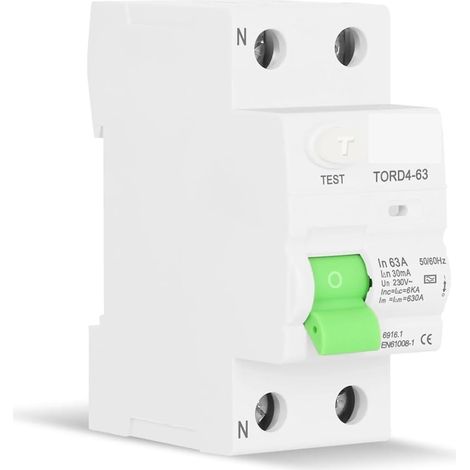 Typ-a-fi-schutzschalter 2p 63a, Fehlerstrom-schutzschalter (rcd), Reststrom-schutzschalter (rccb) 63a 30ma - 1 Stück