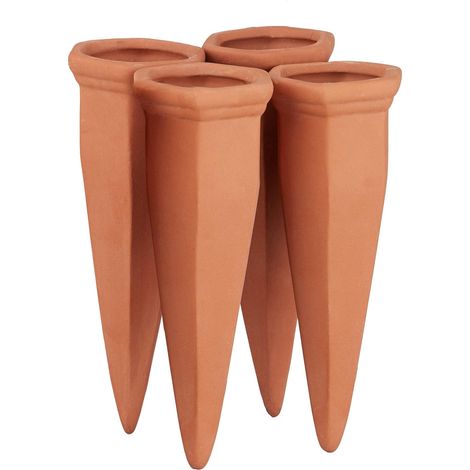 Bewässerungskegel Aus Ton, 4er-set Bewässerungszubehör, 1l Flaschen Aus Kunststoff Oder Glas, Terrakotta