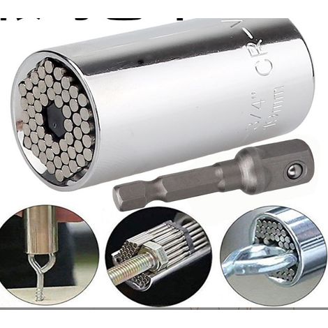 Universale Nuss-steckschlüssel, Multifunktionaler Steckschlüssel, Handwerkzeug, Reparaturadapter, Befestigungswerkzeug, 7–19 Mm Mit Adapter, 2er-set