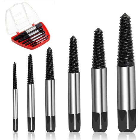 6-teiliges Set Mit Schraubenextraktoren, Stufenbohrer, Bolzenausdreher, Sechskantkopf, Kohlenstoffstahl, Geeignet Für Haus- Und Autoreparaturen