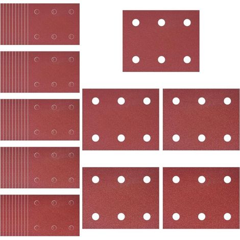 Satz Von 50 Selbsthaftenden Schleifblättern, 102 Mm X 114 Mm, Körnung 40/60/80/100/120, 6 Löcher, Kompatibel Mit Makita Bo4555 Bo4554 Bo4561